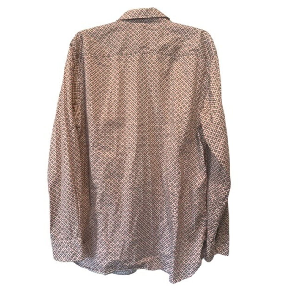 Hugo Boss Mens Slim Fit XXL Geometric Print Long Sleeve Shirt Red White Grey - Picture 3 of 9
